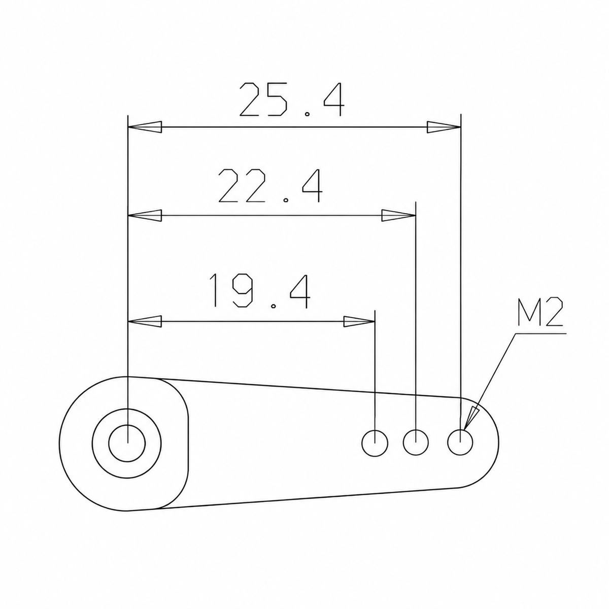 Technical drawing of a mechanical component with dimensions