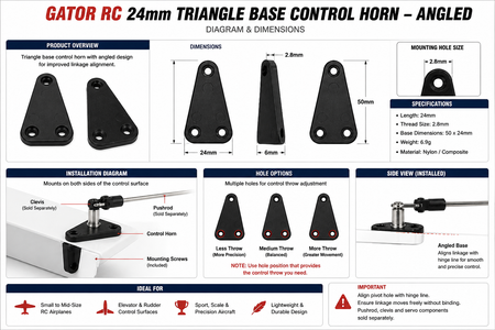 Gator RC 24mm Triangle Base Control Horn – Angled Nylon