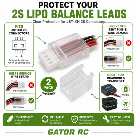 Gator RC 2S JST-XH Balance Wire Protector Set – LiPo Balance Lead Protection (2-Pack)
