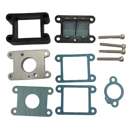 Mechanical parts including gaskets and brackets on a white background. 70cc Parts for Stinger Engines
