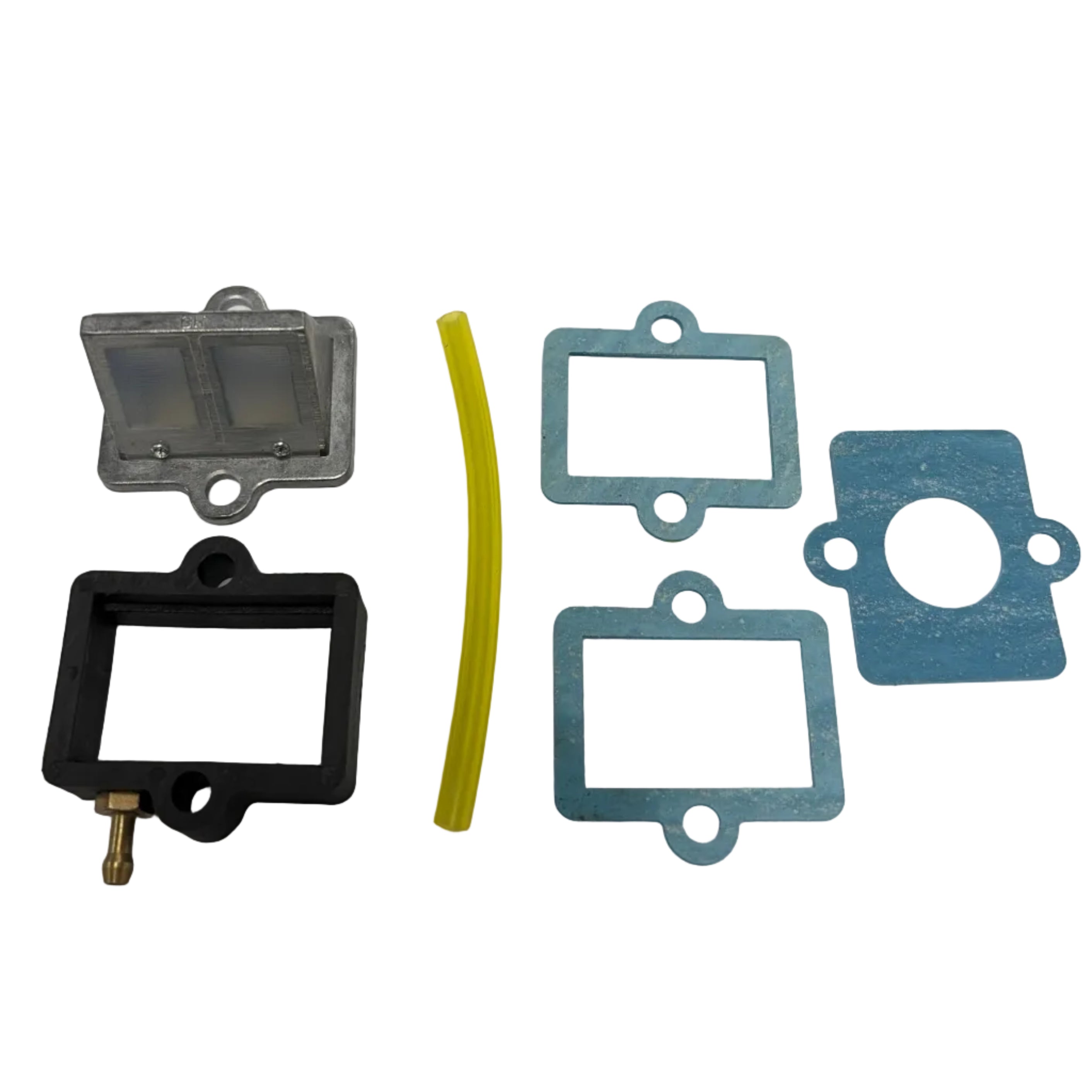 Mechanical parts including gaskets and a hose on a white background. 35cc Parts for Stinger Engines