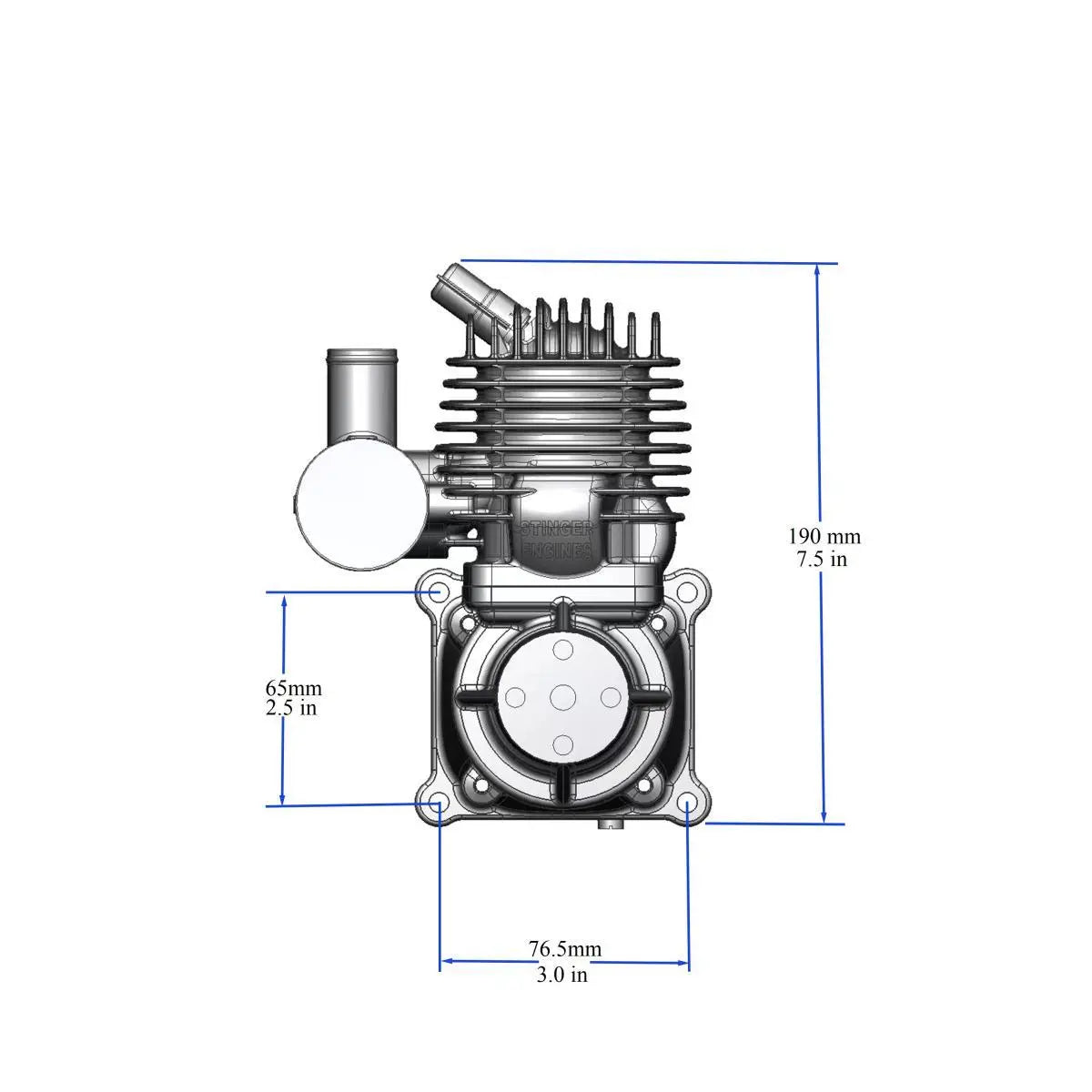 RCGF Stinger Pro 63cc SE gas RC airplane engine with stock muffler