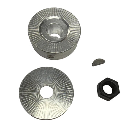 Two metal washers and a hex nut on a white surface. 40cc Parts for Stinger Engines