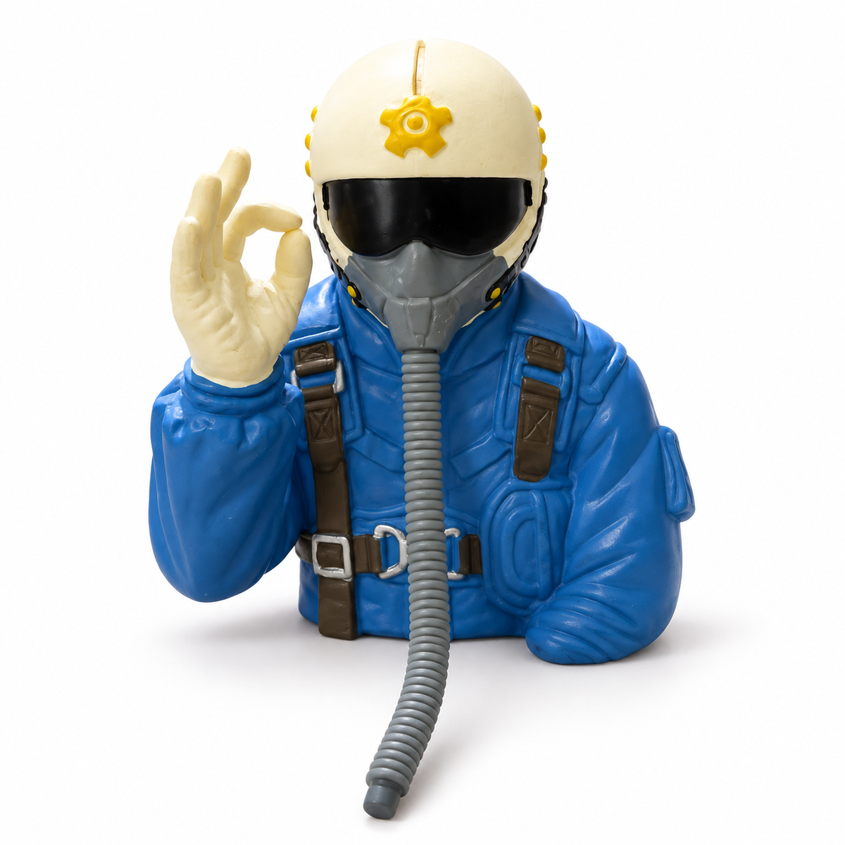 Gator RC Commander Viper jet pilot bust with blue flight suit and OK-sign hand