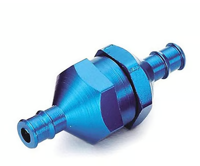 Du-Bro blue aluminum in-line fuel filter for gas and glow RC engines