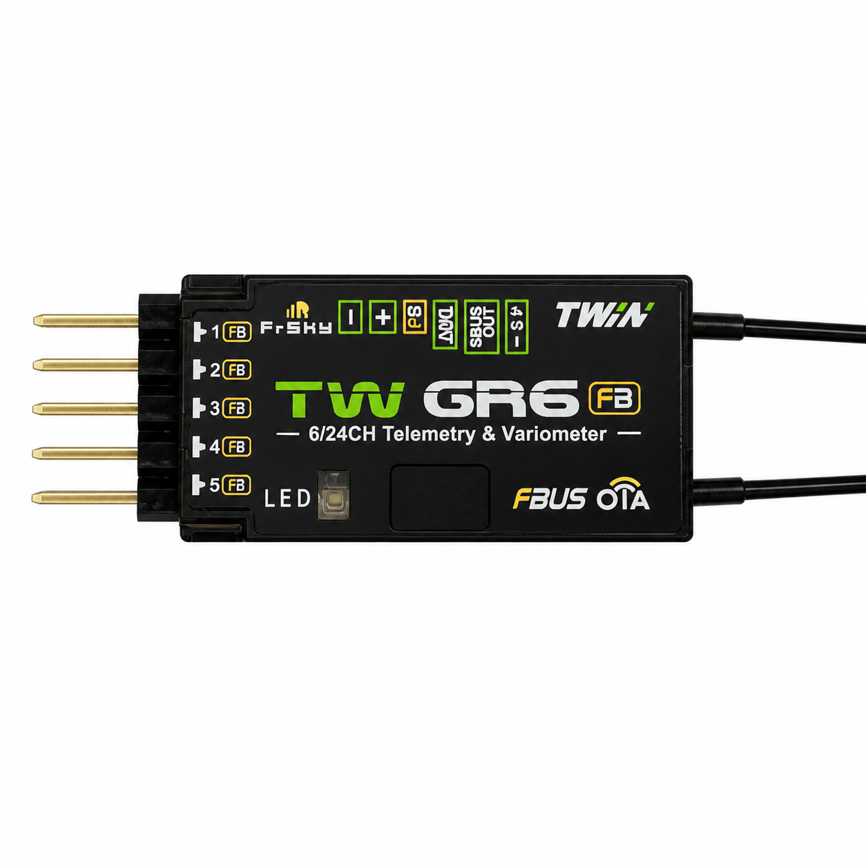 FrSky Twin TW GR6 Receiver – Dual 2.4GHz Variometer Telemetry (6CH)