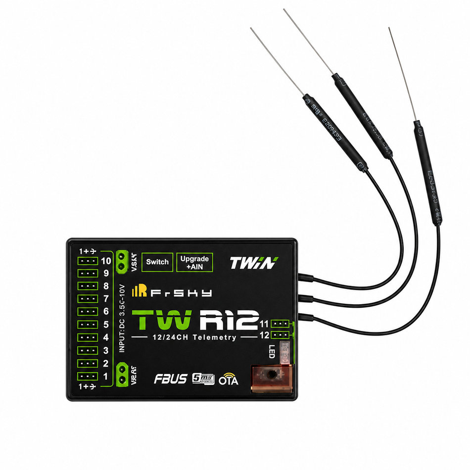 FrSky Twin TW R12 Receiver – Dual 2.4GHz Telemetry System (12CH)