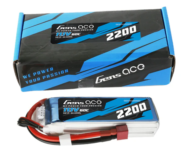 Gens Ace 2200mAh 60C 11.1V 3S1P Lipo Battery Pack With Deans Plug