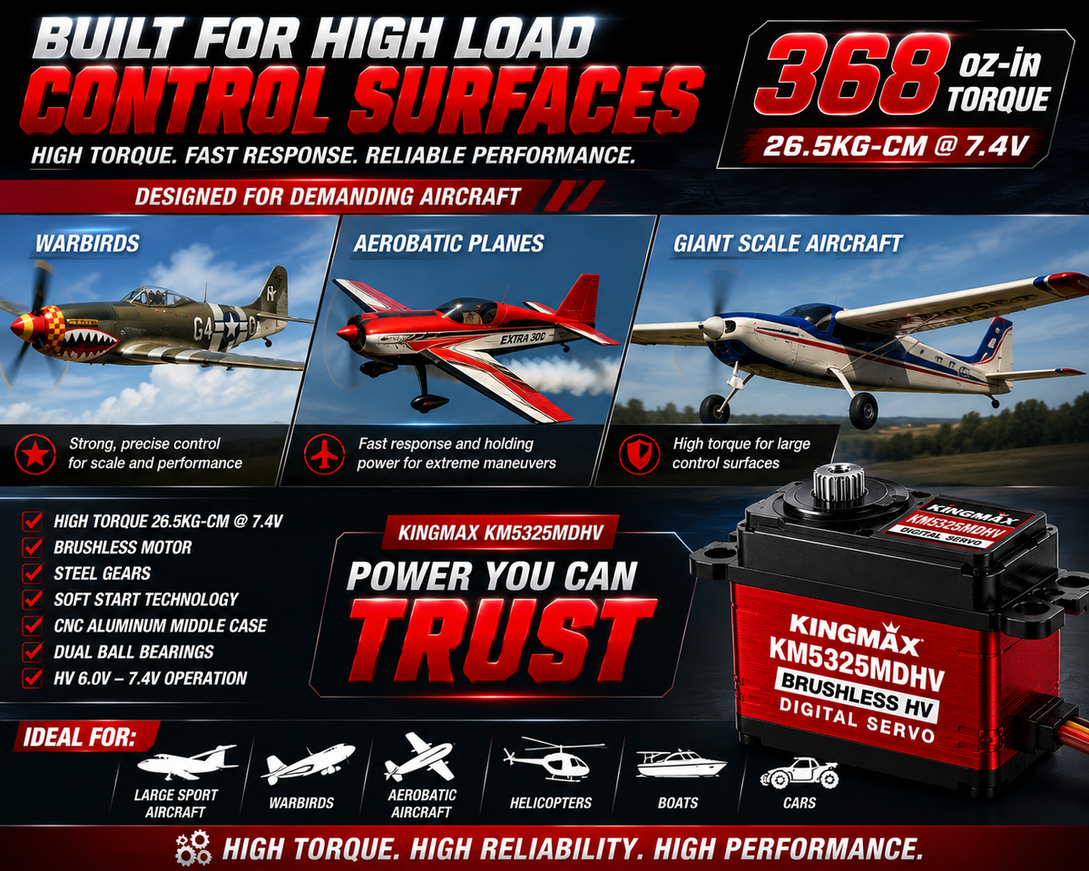 KingMax KM5325MDHV Brushless HV Servo | 26.5kg Digital Servo
