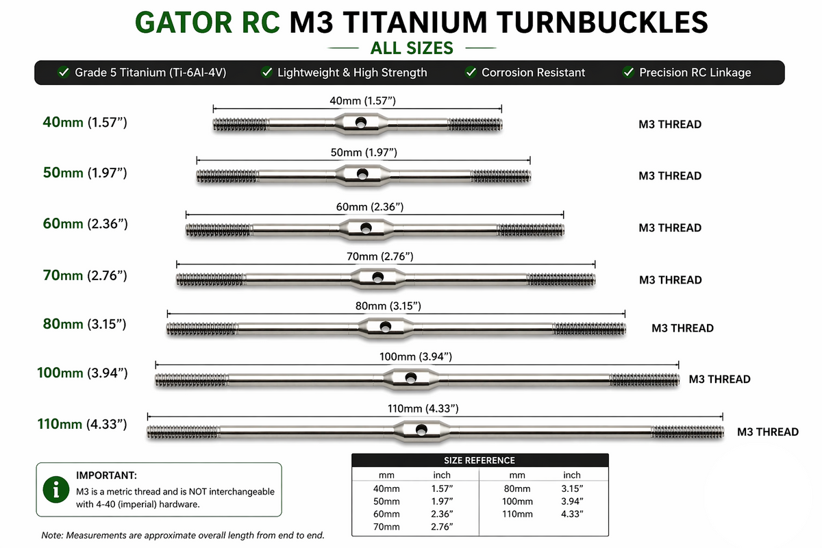 M3 Titanium Turnbuckles for RC Airplanes