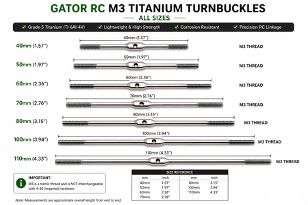 M3 Titanium Turnbuckles for RC Airplanes