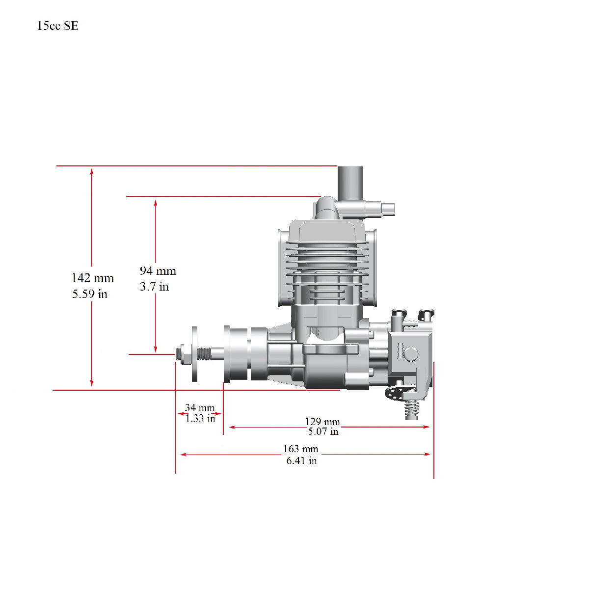 Stinger 15cc SE Gas Engine – Side Exhaust