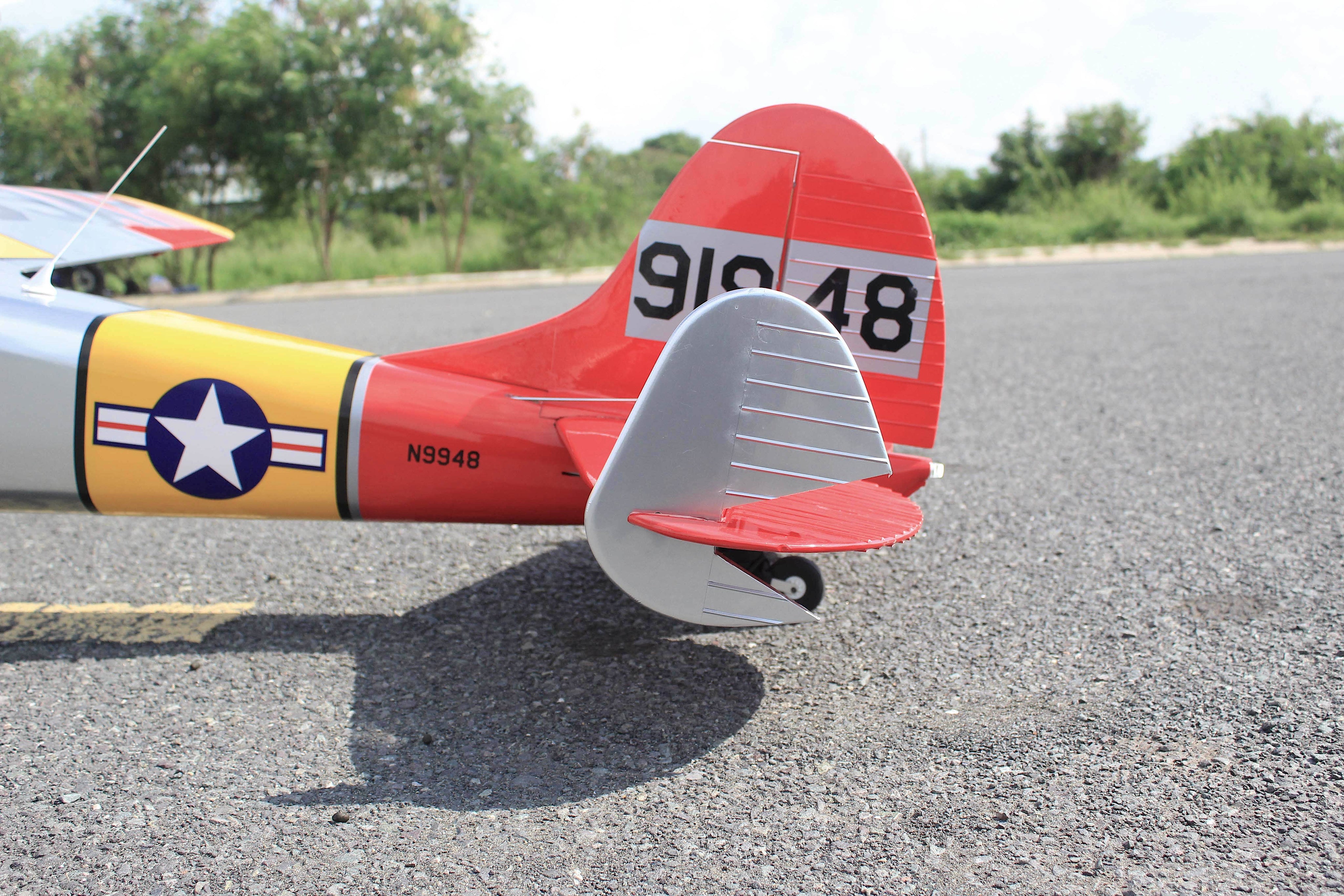 Seagull Models Cessna 195 USAF 90" ARF view of tail