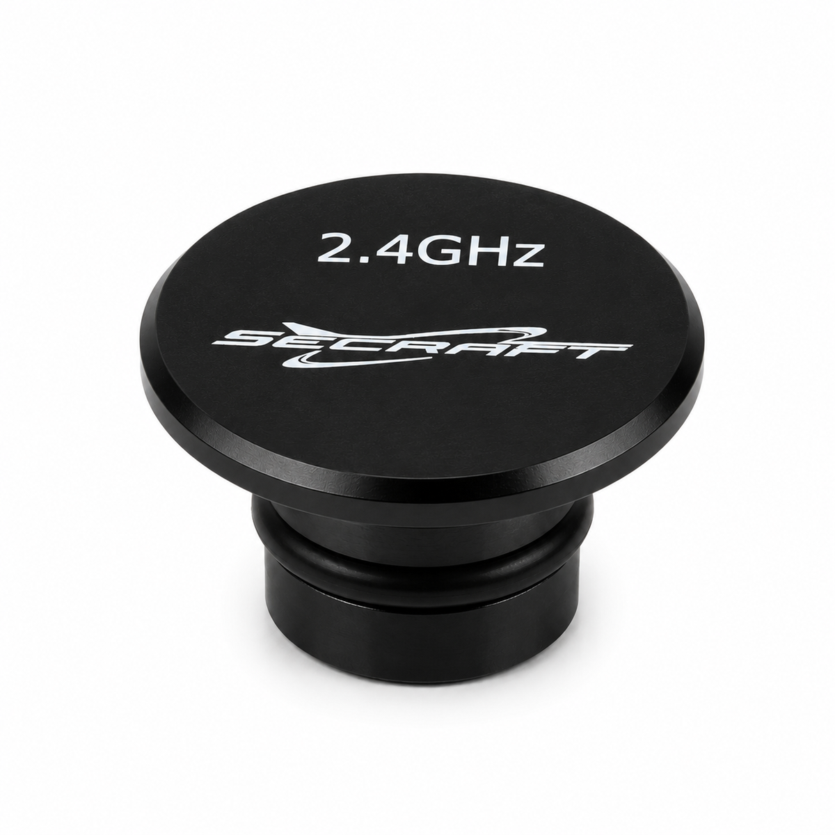 A black anodized metal 2.4GHz antenna connector with the 'SECRIFT' brand logo and '2.