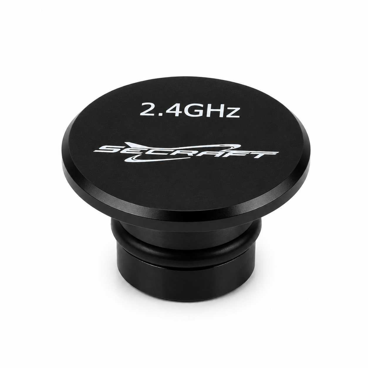 A black anodized metal 2.4GHz antenna connector with the 'SECRIFT' brand logo and '2.