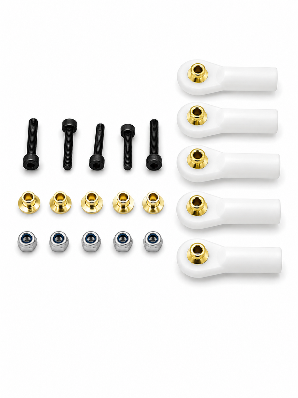 Gator RC 3mm Brass Ball Link Set - White (5 Pack with 2mm Hardware)