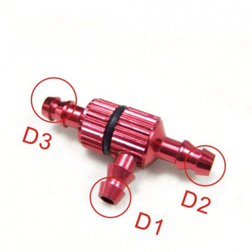 Red Gator RC 3-Way Fuel Line Nozzle with Filter - CNC Aluminum T-Fitting