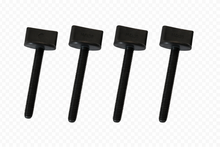 Four black screws on a transparent background