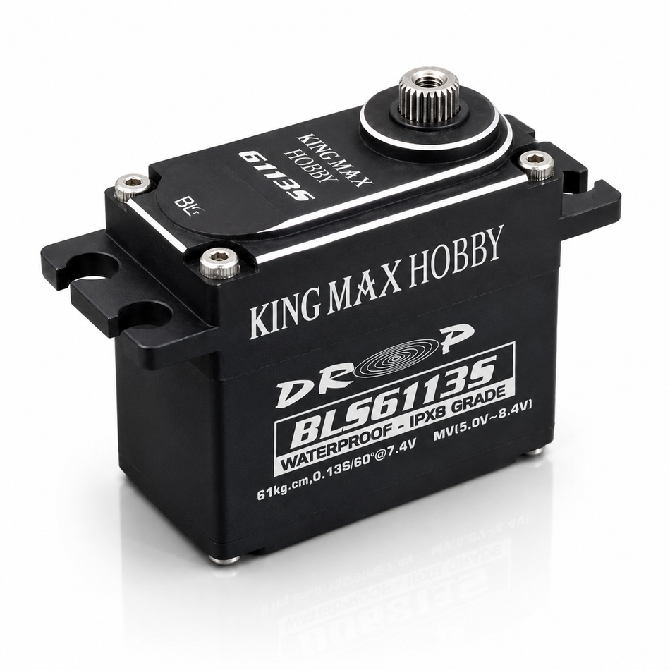 KingMax BLS6113S HV 4-Pole Brushless Waterproof Servo – 61kg-cm Torque