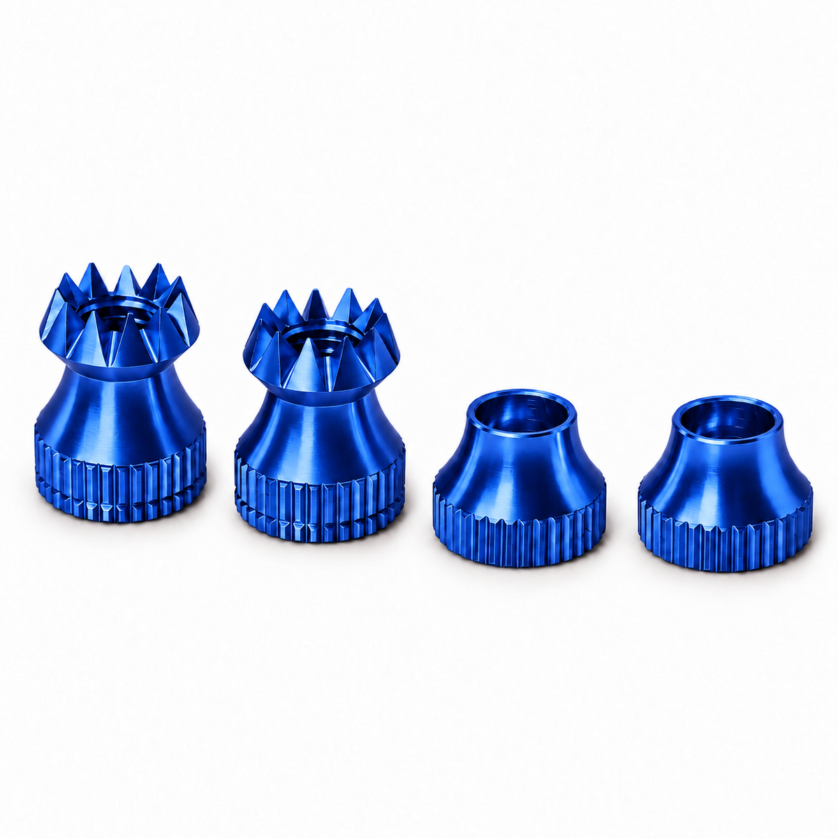 Secraft V2 M3 transmitter stick ends with matching bases in Blue on a white background.