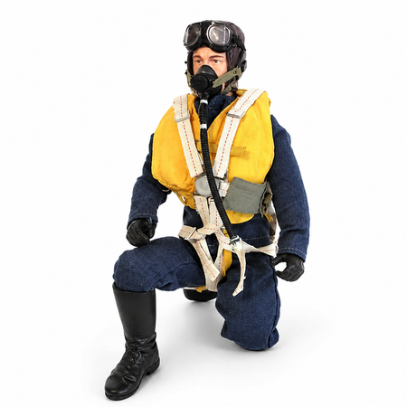 WarbirdPilots WWII British RAF RC pilot with brown flight jacket, royal blue uniform, and flight gear