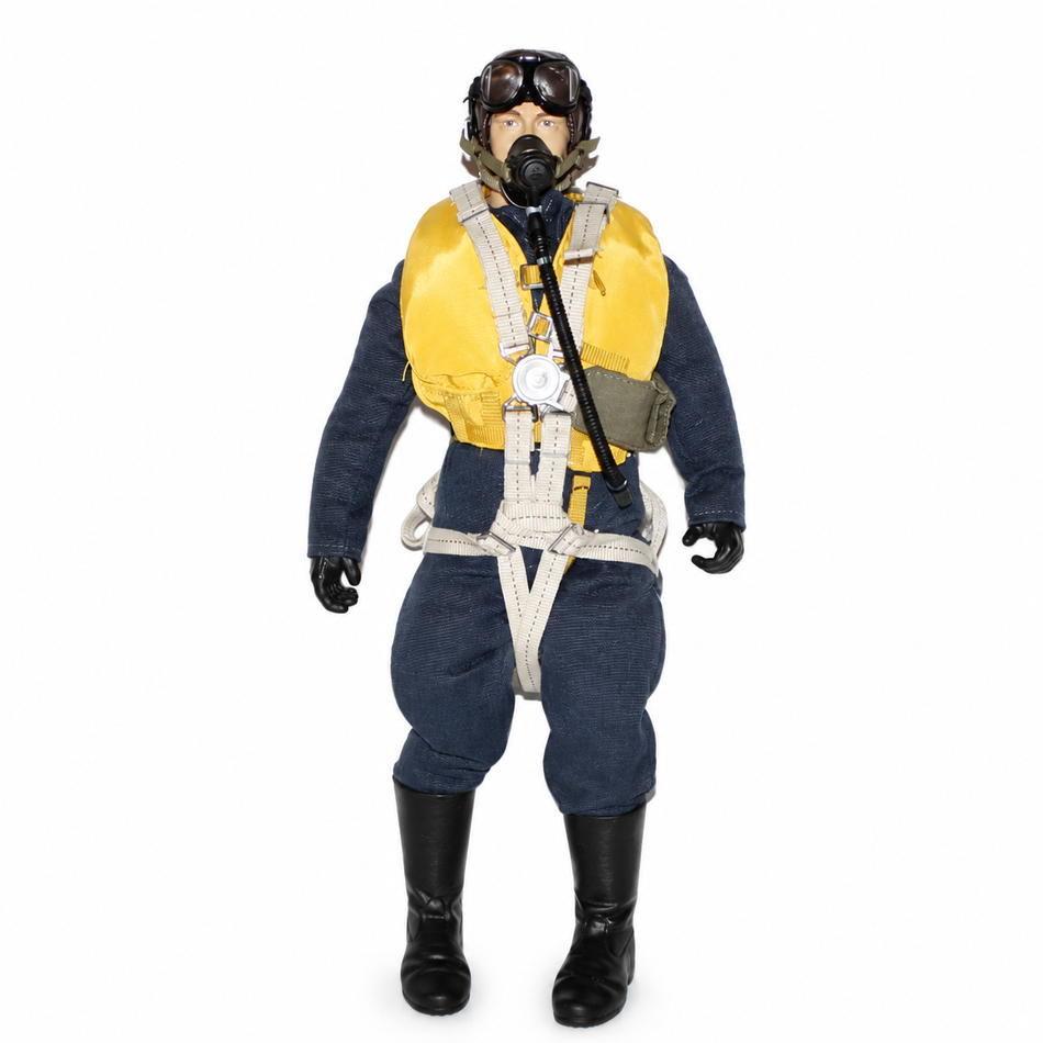 WarbirdPilots WWII British RAF RC pilot with brown flight jacket, royal blue uniform, and flight gear