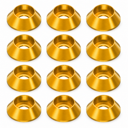 Secraft M5 Aluminum Cap Bolt Washers – Gold, 12 Pack