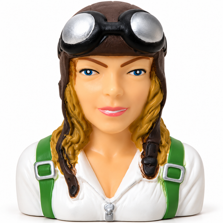 Captain Skylar 1/6 scale female RC pilot bust with aviator goggles and green harness