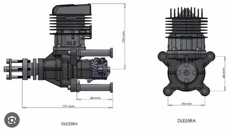 DLE-55RA Gas Rear Exhaust Engine with Electronic Ignition With