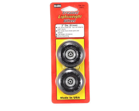Packaged threaded lightweight wheels with red and yellow label on a white background
