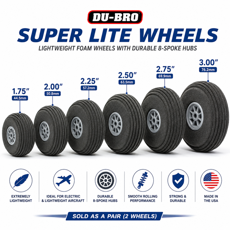 DU-BRO Super Lite Wheels – Lightweight Foam RC Airplane Wheels | Gator RC