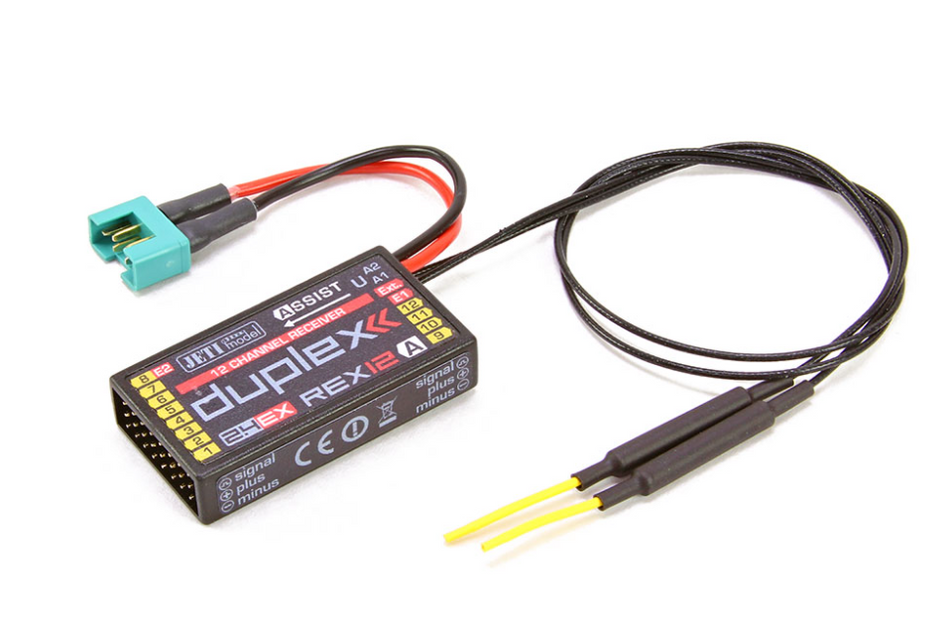 Jeti Duplex EX R12 REX Assist EPC 2.4GHz Receiver w/Telemetry, Stabilization, Variometer, G-Force