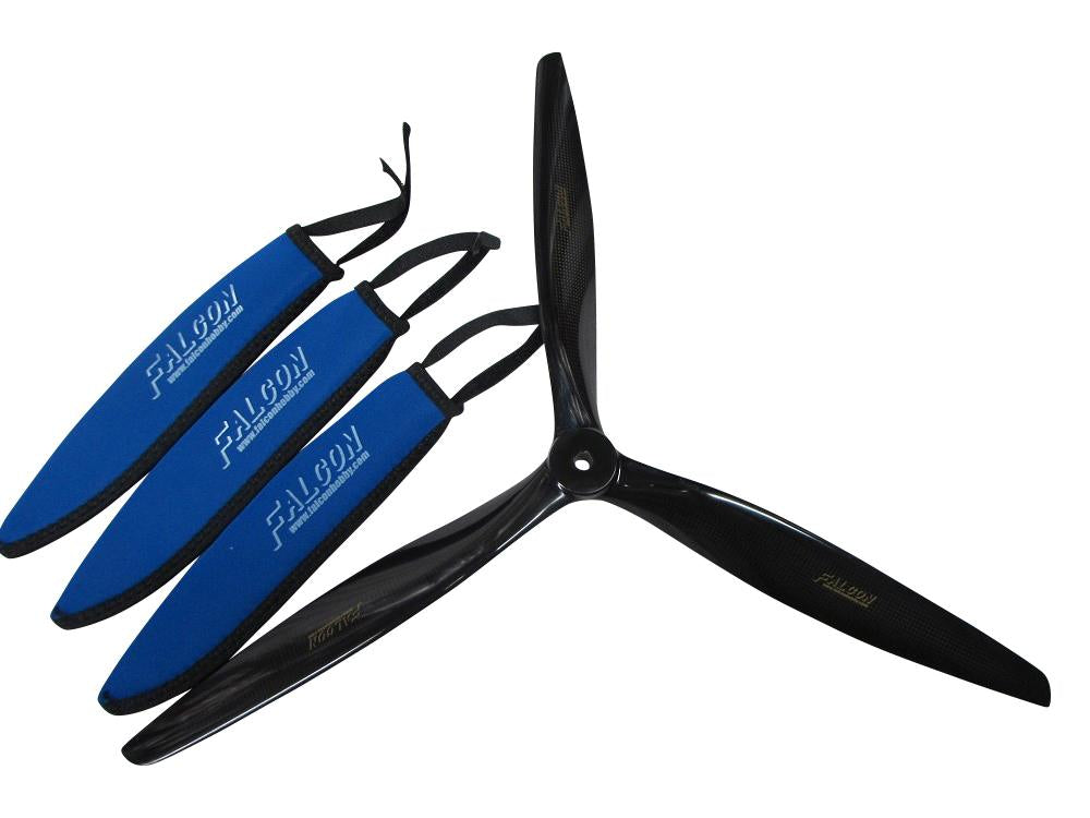 Falcon 19x13.5 electric carbon fiber propeller, 3-blade, angled view