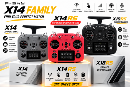 Firsky X14 family of remote control systems with different models on display.