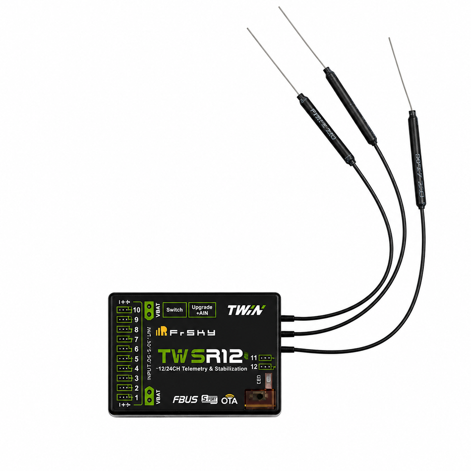 FrSky Twin TW SR12 Stabilized Receiver – Dual 2.4GHz Telemetry (12CH)