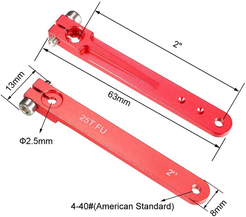 【 Saruwa2♡  】 Servo Arms 2 Inch 25T 4-40# Thread Red, for Futaba (Gator RC)