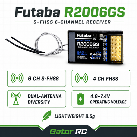 Futaba R2006GS 2.4 GHz S-FHSS/FHSS 6-Channel Air Receiver (01102200-3)