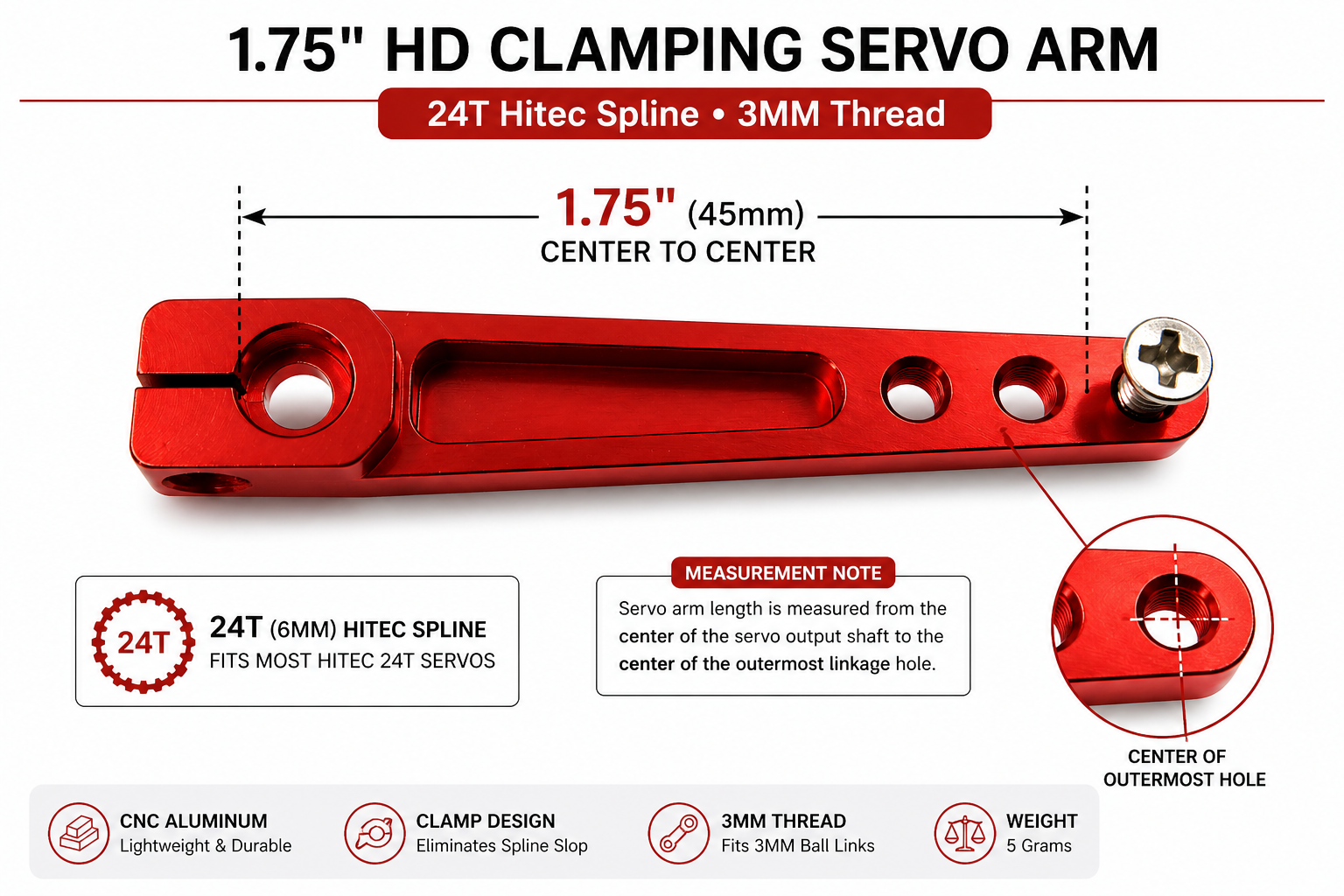 Clamping style Servo arm 3MM 24 tooth Hitec