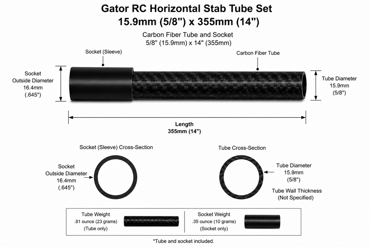 Gator RC 15.9mm Carbon Fiber Horizontal Stab Tube Set 14