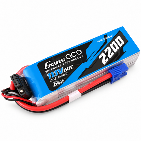 Gens ace G-Tech 2200mAh 3S 60C LiPo Battery with EC3 Plug