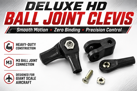 Deluxe HD Ball Joint Clevis with features listed on a white background