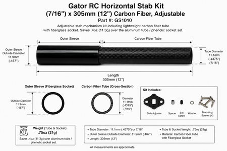 Gator RC adjustable horizontal stab kit GS1010 diagram