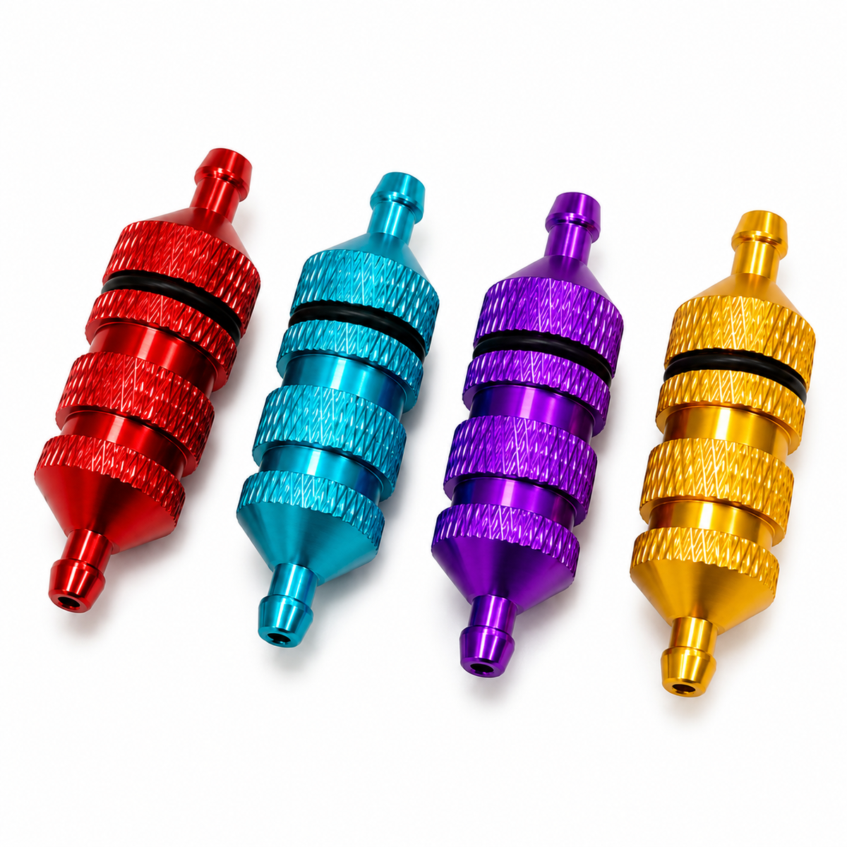 Gator RC High Capacity Fuel Filter available in red, blue, purple and gold anodized aluminum finishes