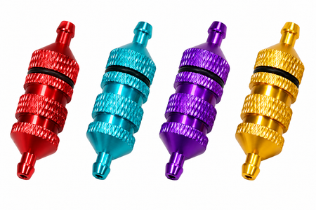 Gator RC High Capacity Fuel Filter available in red, blue, purple and gold anodized aluminum finishes