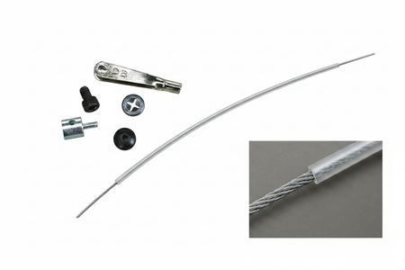 DU-BRO Throttle Cable Assembly components and flexible cable on white background