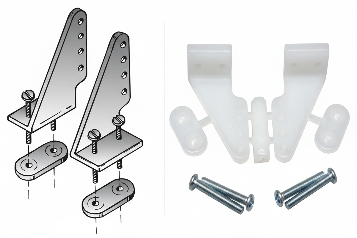 DU-BRO Large Nylon Control Horn Set diagram and product photo on white background