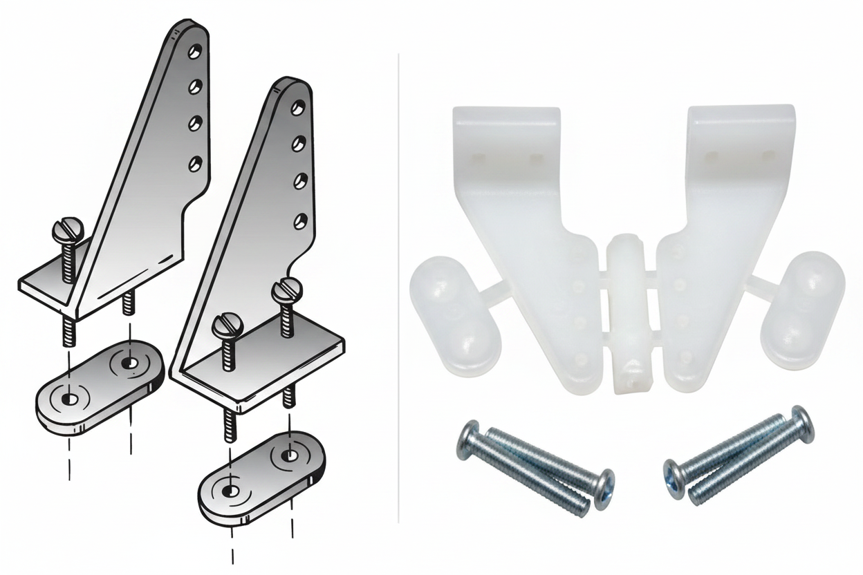 DU-BRO Large Nylon Control Horn Set diagram and product photo on white background