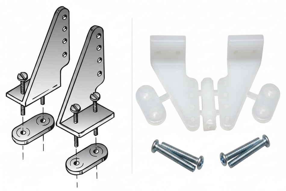 DU-BRO Large Nylon Control Horn Set diagram and product photo on white background