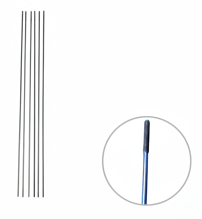 DU-BRO 2mm Threaded Rods 12 inch 6 pack on white background with thread detail callout