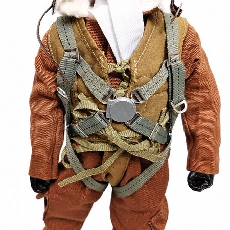 WarbirdPilots WWII Japanese RC pilot with brown flight suit, goggles, white scarf, and parachute harness